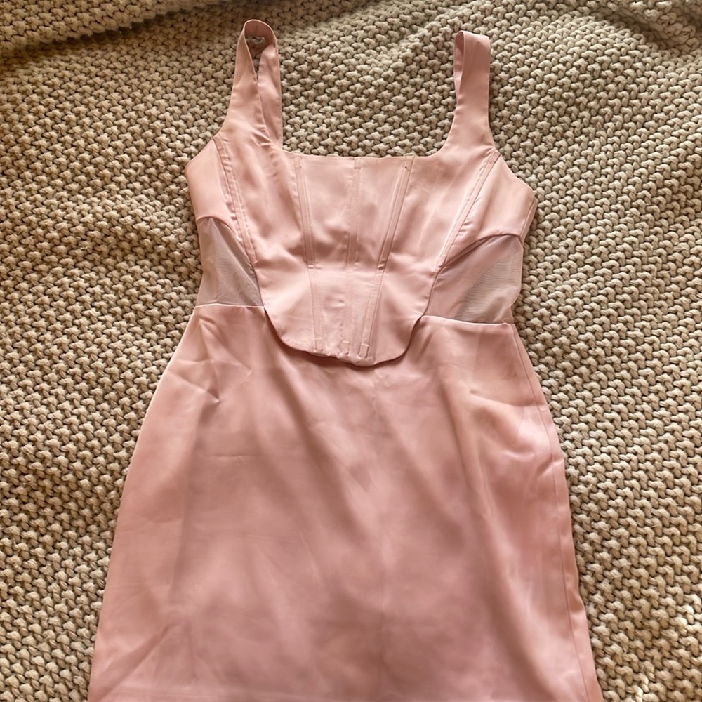 NBD Rose Quartz Bustier Dress in Baby Pink